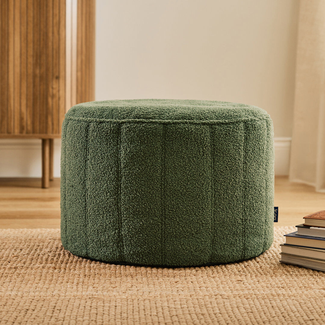 icon 55cm Wide Round No Pattern Pouffe Ottoman Green 35cm H X 55cm W X 55cm D
