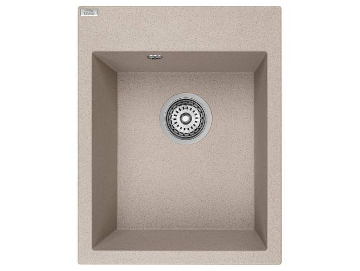 KOLMAN Küchenspüle Einzelbecken Monchichi Granitspüle, Rechteckig, 50/39 cm, Beige, Space Saving Siphon GRATIS