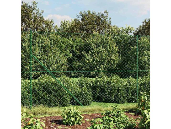 vidaXL Maschendrahtzaun mit Bodenhülsen Grün 1,4x25 m