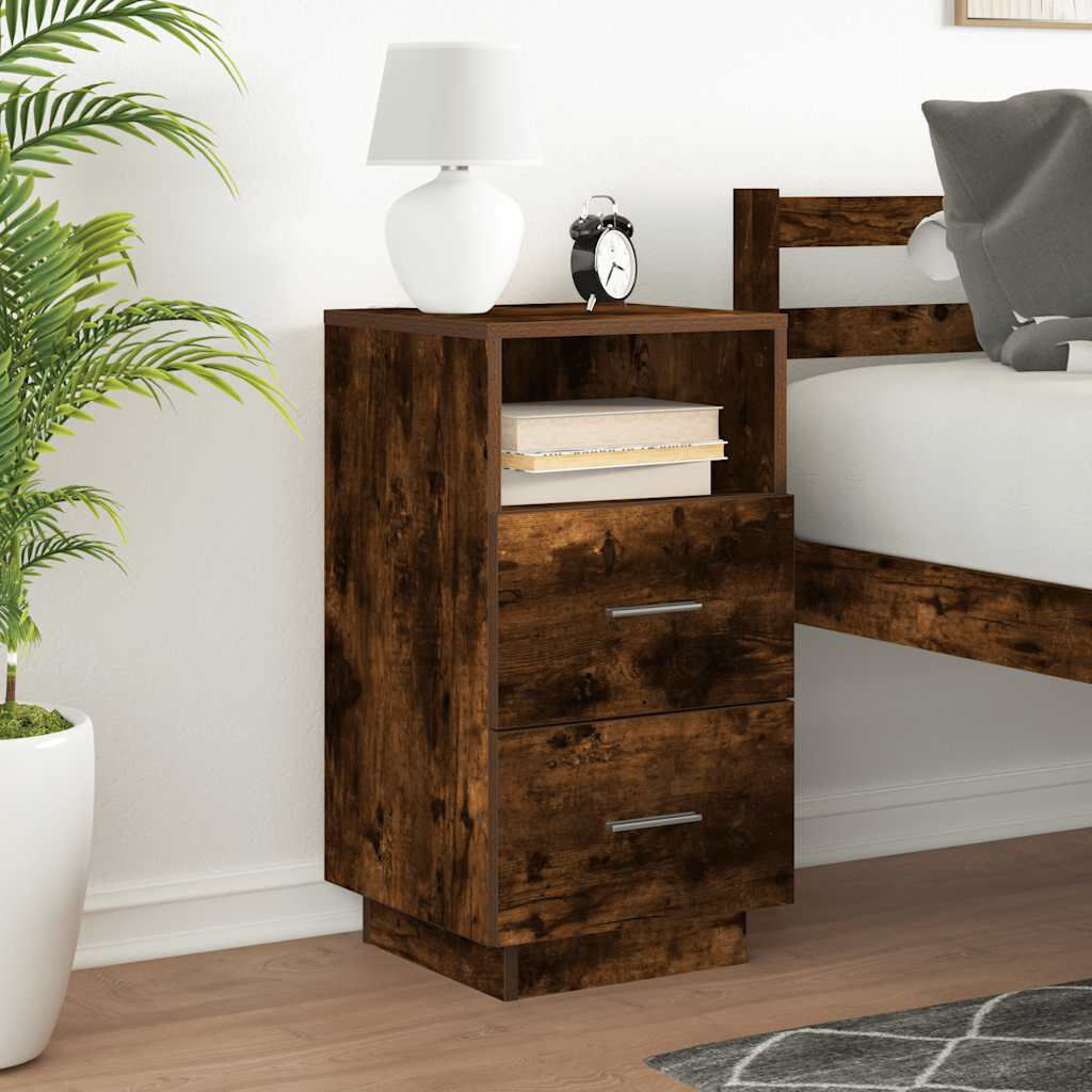 Natur Pur Kizzie 36cm W Manufactured Wood Bedside Table Smoked Oak 68cm H X 36cm W X 36cm D