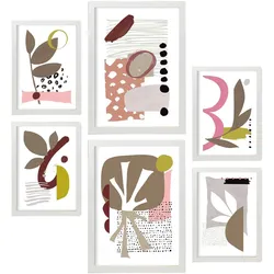 POSTER Set Mit 6 Eigenartige Form 1 In Blume Zusammenfassung A3 & A4 Weißer Rahmen