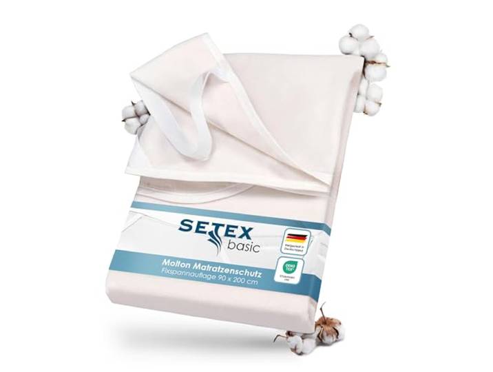 SETEX Molton Matratzenschutz, 90 x 200 cm, Eckgummis, 100% Baumwolle, Basic, Naturfarben 1607090200001001