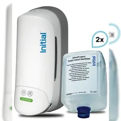 SET: Desinfektionsschaumspender Signature KOMPAKT MANUELL + 2 x Desinfektionsschaum UltraProtect, Weiß, Rentokil INITIAL
