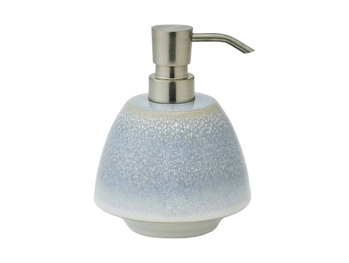 Handgefertigter Design Seifenspender „Figo“ 450 ml aus Keramik, Eisblau Eisblau, Silber Aquanova