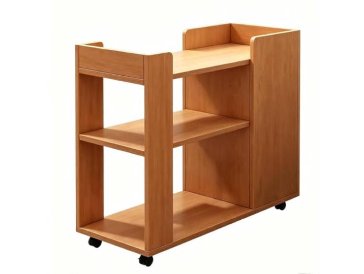 Holzregal, Multifunktionaler Beistelltisch Mit Rollen Offenen Regalen Multifunktionaler Tisch, Nachttisch Aus Holz Mit Rollen Für Wohnzimmer, Schlafzimmer Und Flur(Wood)