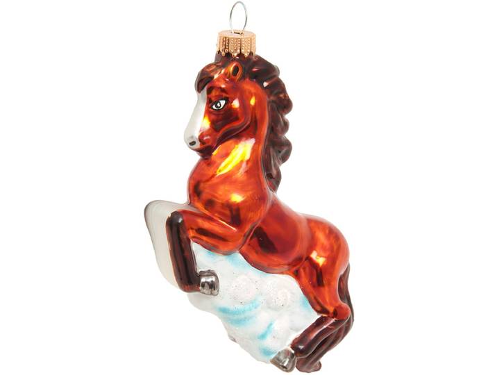 Weihnachtsbaumkugel KREBS GLAS LAUSCHA Baumschmuck Feuerpferd braun 8cm , braun, B:8cm H:12cm T:3cm Ø:12cm, Glas, Weihnachtsbaumkugeln, Weihnachtsbaumkugel, Dekoriert mit Liebe zum Detail
