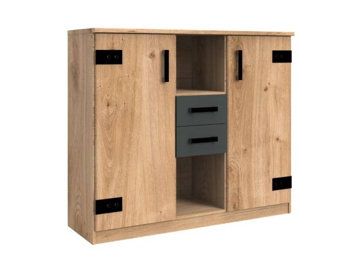 Wimex Liverpool Highboard mit 2 Türen, 2 Schubladen und 2 offenen Fächern Industrial, Modern