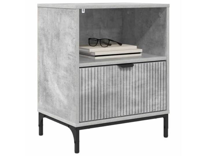 KTHLBRH Nachtschrank Betongrau 49 x 36 x 61 cm Mit Schublade, minimalistisches Design, Schlafzimmermöbel, modernes Möbelstück