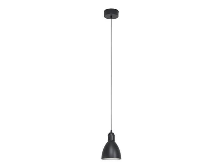 Eglo Lustre PRIDDY\, suspension à flamme au design industriel\, lampe pendante rétro en acier\, couleur : noir\, blanc\, douille : E27