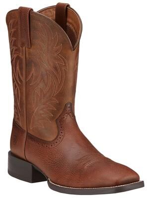 Ariat Sport Western Wide Square Toe - Mens 12 Brown Boot D