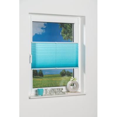 Plissee K-HOME "Klemmfix Pisa" Gr. 41, blau (eisblau), B:35cm H:130cm, Obermaterial: 100% Polyester, Plissees, Crushed-Optik