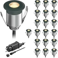 ledscom.de LED Boden-Einbauleuchte BINO für außen, anthrazit, IP67, 32mm Ø, warmweiß, 20er Set