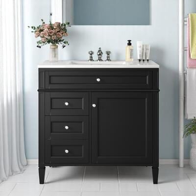 Fundinbaths 36 Inch Bathroom Vanity with Sink Top, Freestanding Storage Cabinet with 3 Drawers and Single Door, Modern Style