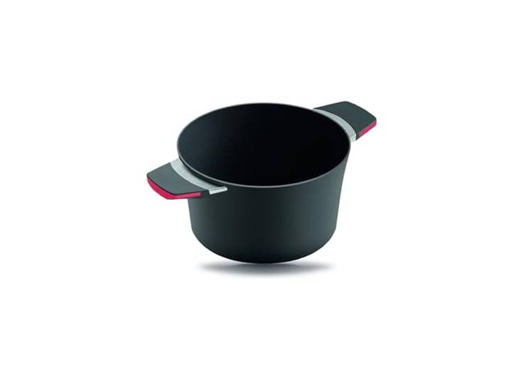Squality Guss-Kochtopf 2.5l/4.0l Volumen, 20/24cm, fettfrei (Rot, 24cm Ceran/Gas)