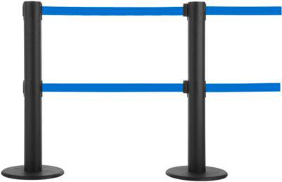 Absperrpfosten GLA 89, Doppelgurt mit jeweils Länge 9 m, 3-fach andockbar, blau