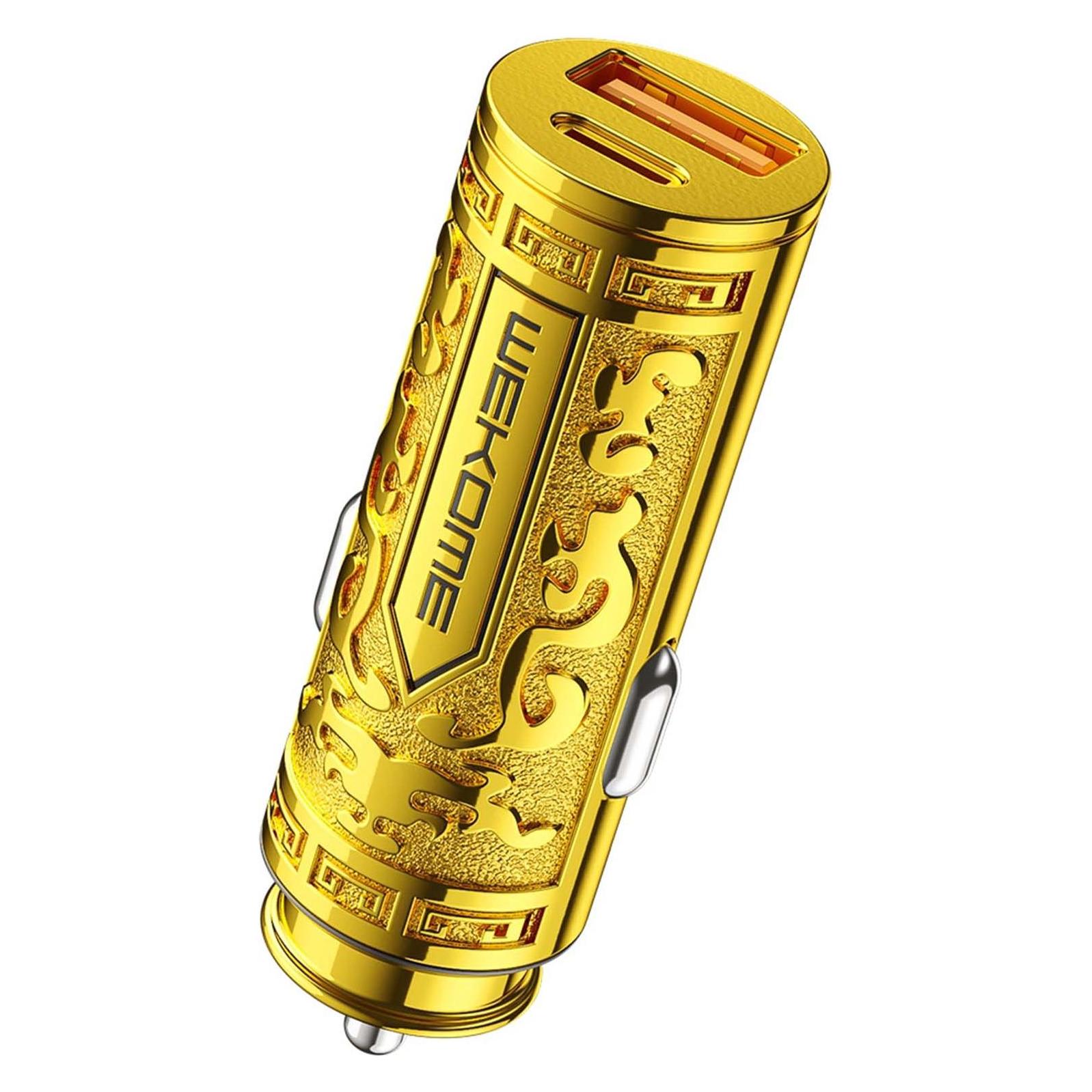 Wekome WP-C37 Sakin-Serie - USB-C- und USB-A-Schnelllade-PD-20-W-Autoladegerät (Golden) (WK-WP-C37)