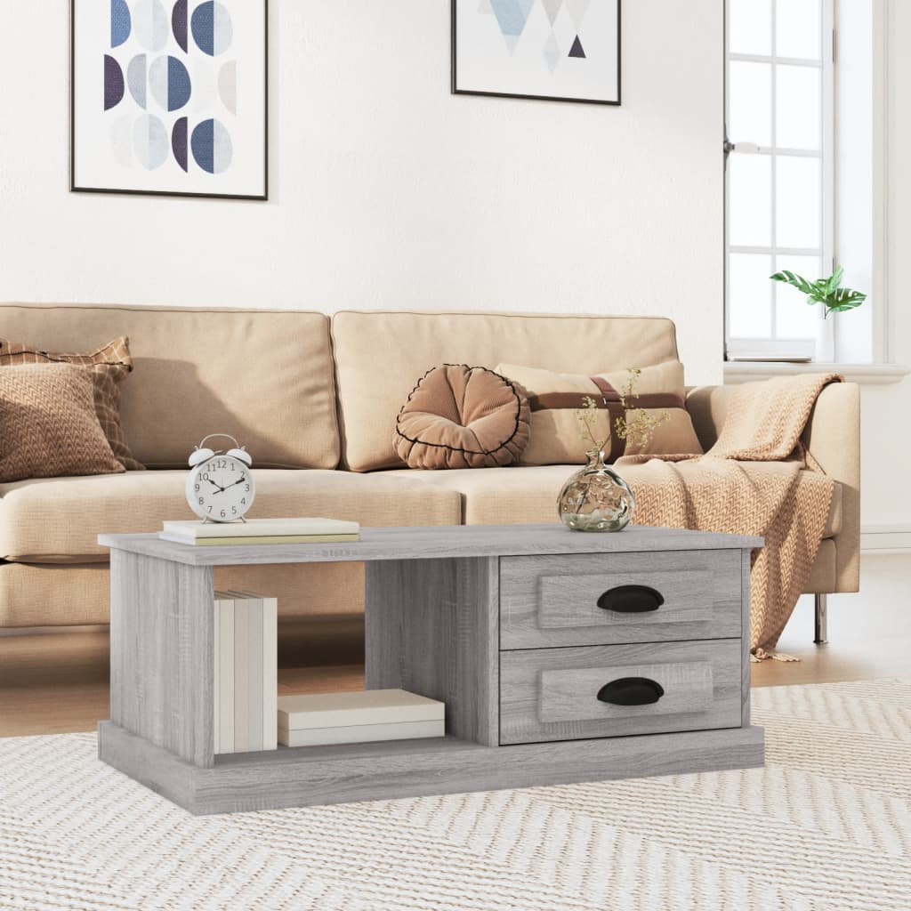 Marlow Home Co. Templeville Floor Shelf Coffee Table with Storage Grey Sonoma