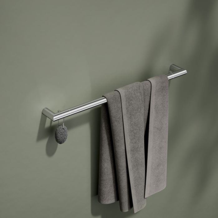 Keuco Reva Badetuchhalter 12801010600 verchromt, 600 mm, mit integrierten Haken