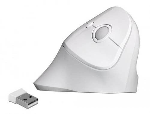 Delock 12596 Ergonomische Maus USB, Kabellos Weiß 4 Tasten 800 dpi, 1200 dpi, 1600 dpi