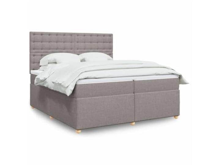 RJPLMFV Boxspringbett mit Matratze, Taupe, 200 x 200 cm Taschenfedern, verstellbarer Kopf, abnehmbarer Topper, Polyestergewebe
