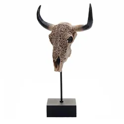 Décoshop26 - Dekorative Kuhkopffigur Stierkopftrophäe mit Trival-Polyresin 47x30x12cm 04_0002840