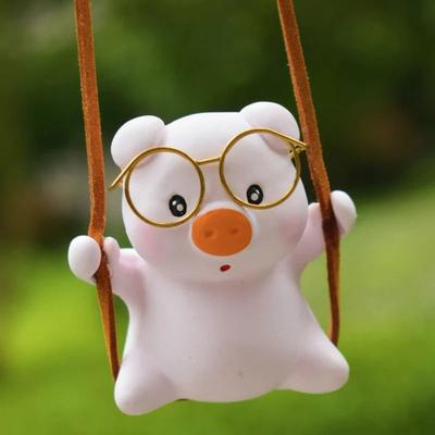 Uplift Essentials Adorable Pink Swing Pig Rearview Mirror Pendant style 3