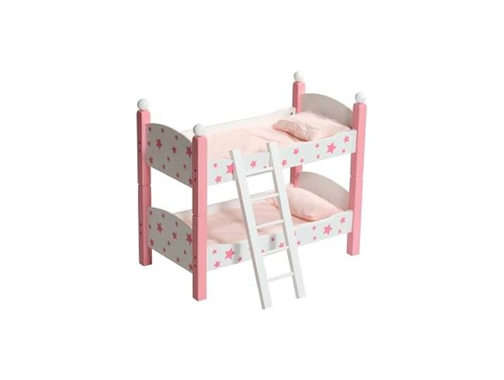 Bayer Chic 2000 Puppenbett Doppelstockbett – Stars Pink – Puppenhochbett mit Leiter & Bettwäsche – Puppen bis 48 cm – Puppenzubehör, Holzpuppenbett