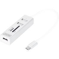 USB Typ-C OTG 3-Port Hub + Kartenleser, USB-Hub weiß