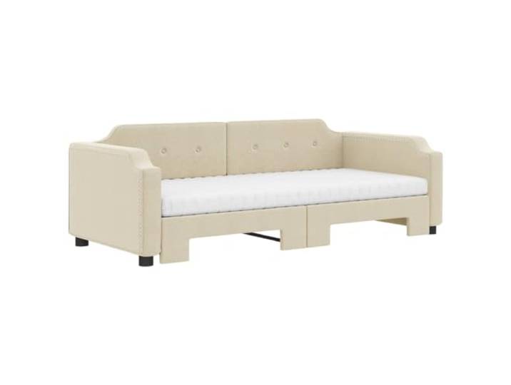 KTHLBRH Ausziehbares Schlafsofa, Creme, 90 x 200 cm, Stoff 2 Schaumstoffmatratzen, Gestell aus Holz und Metall, 2 in 1 Schlafsofa