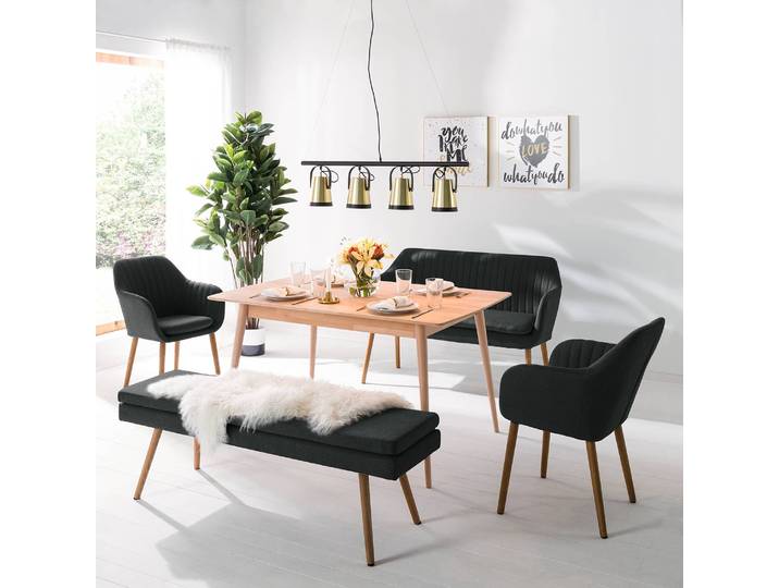 Banc 140 x 48 x 41cm Gris/Anthracite Tissu Cors: Anthracite