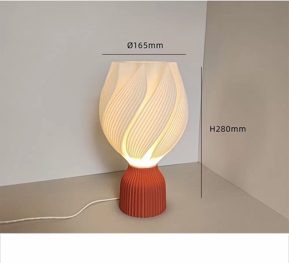 INF USB Dimmbare 3D-gedruckte Tischlampe mit künstlerischem Sockel - Moderne Nachttischlampe