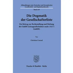Die Dogmatik der Gesellschafterliste, Fachbücher von Christian Conrad