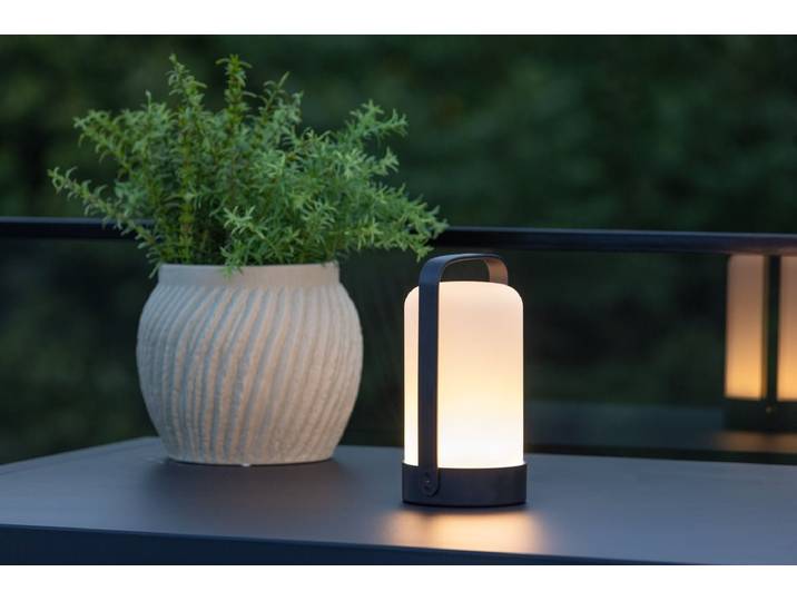 Outdoor-Tischlampe „Inka“ – LED-Lampe aus Kunststoff für Garten, Terrasse & Balkon - Schwarz - Luxusbetten24