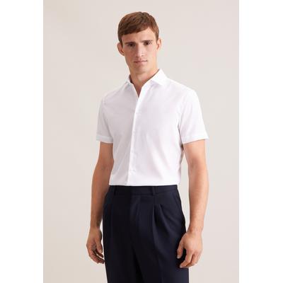 Businesshemd SEIDENSTICKER "Schwarze Rose", Herren, Gr. XL (44), normale Ärmellängen, weiß, 100% Baumwolle, unifarben, slim fit, gerader Abschluss, Hemden, Slim 1/2 Kentkragen Uni