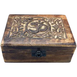 Medium Wooden Keepsake Box 15x10x6cm - Om