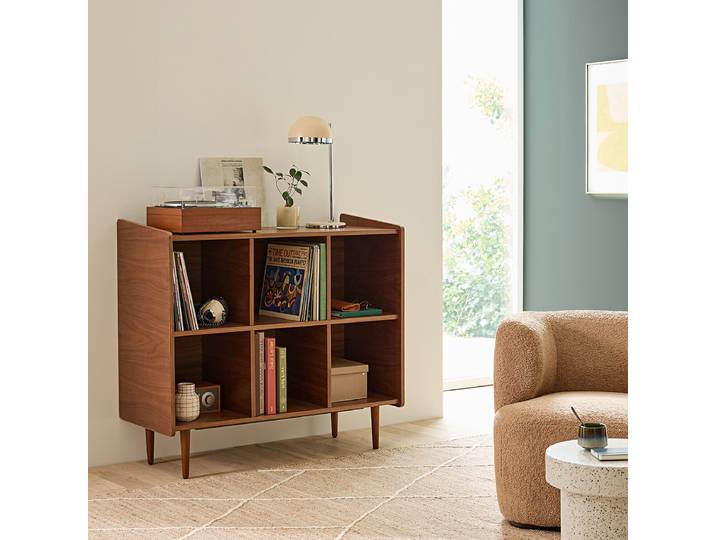 LA REDOUTE Meuble vintage pour vinyles L113 cm, Ronda Marron Noyer