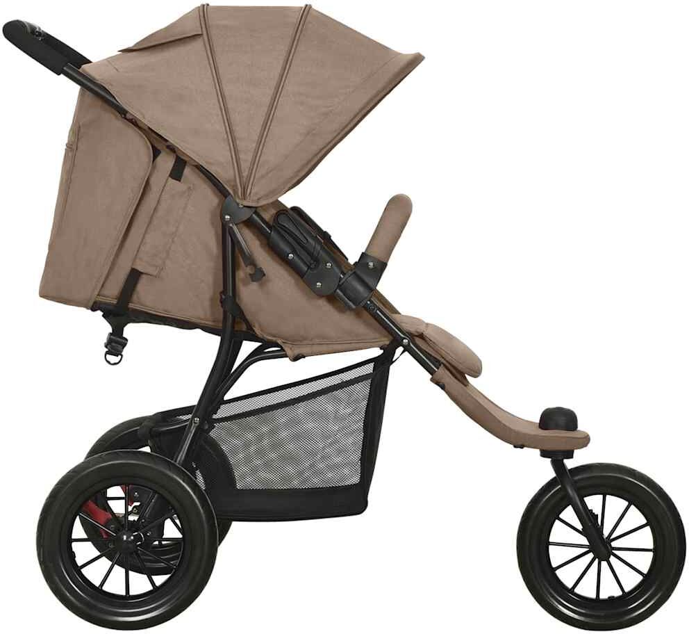 vidaXL Poussette pour bébé Taupe Acier