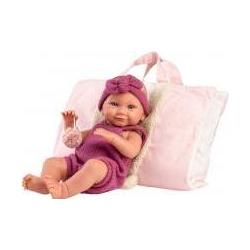 Llorens Vinyl-Babypuppe Nica im rosa Schlafsack 40cm (4-73812)