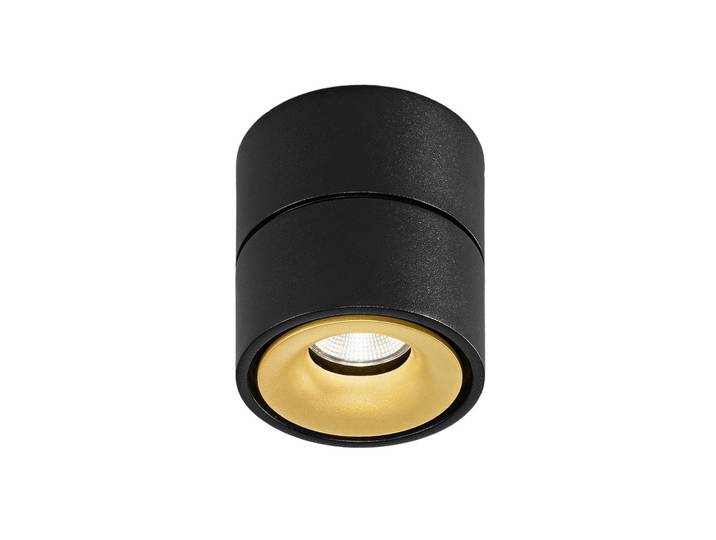 Egger Licht DLS LED-Deckenspot Clippo, schwarz-gold, 2.700K dimmbar, schwarz, für Arbeitszimmer / Büro, Aluminium, Modern