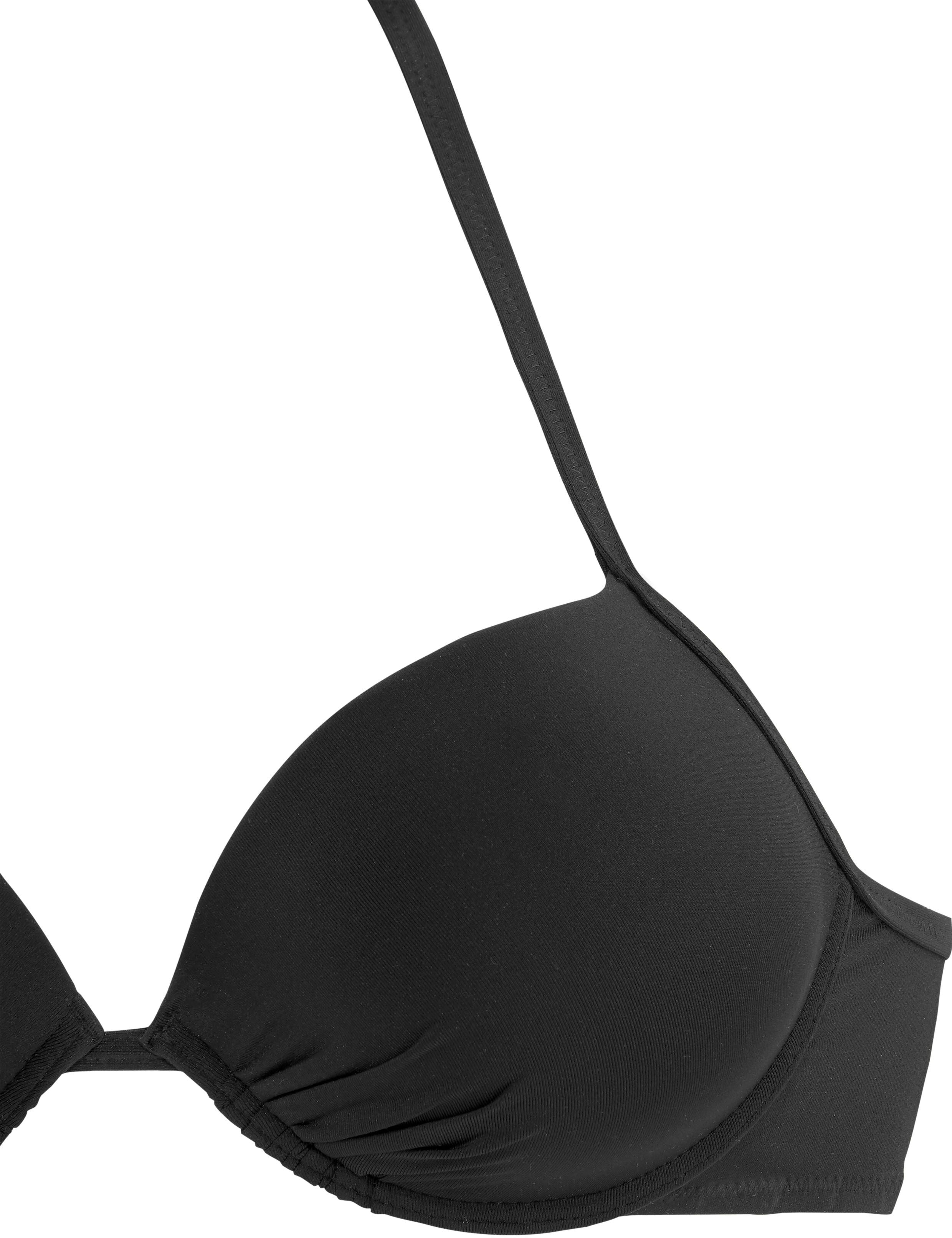 Push-Up-Bikini-Top BUFFALO "Happy", Damen, Gr. 34, Cup C, schwarz, Microfaser, Polyamid, unifarben, Bikini-Oberteile Push-Up-Bikini-Top, in mehreren Trendfarben