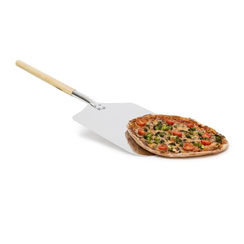 Relaxdays Pizzaschep XL, metaal en hout, grijs, rechthoekig, B/D/H: 30,5 x 3,0 x 79 cm