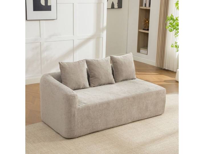 Canape 3 Places En Chenille Gris Canape Compresse Modulable FloraGrace Pour Salon Sans Montage 171 5x99x80 5cm