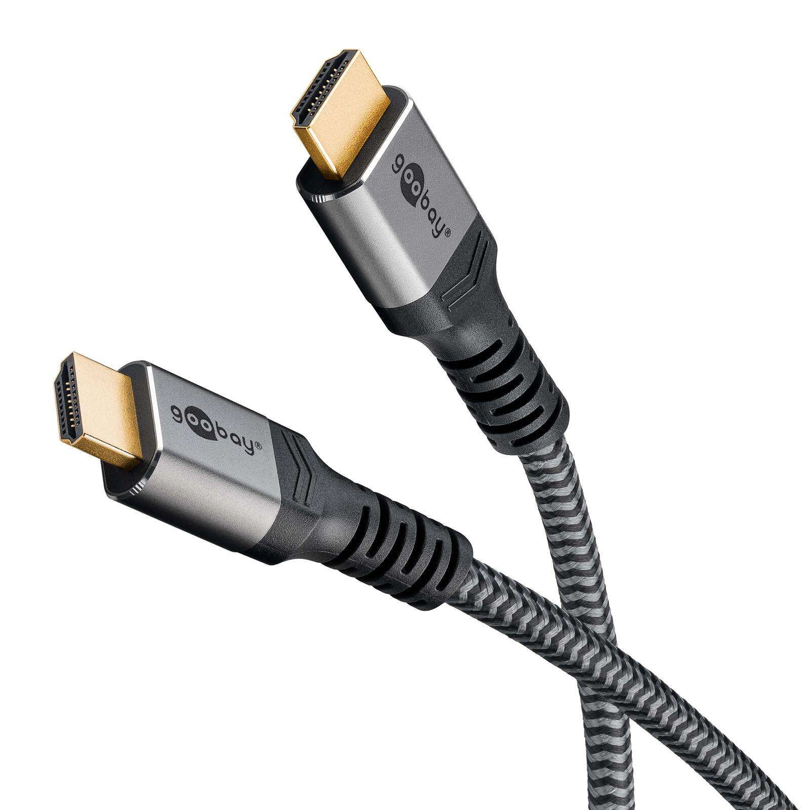 goobay HDMI 2.0 Kabel 1,0 m grau, schwarz, 1 St. 64993