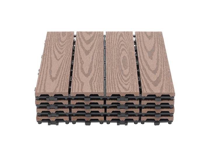Dalles de terrasse emboîtables WPC, 22 pièces, revêtement de sol en bois-plastique pour patio et balcon. Carrelage de terrasse 30x30cm