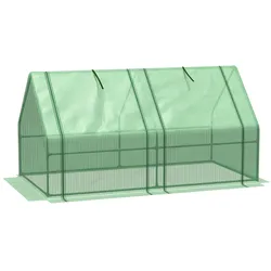 STILVORA Frühbeet Gewächshaus Stahl grün 180x90x90 cm mit PE-Folie