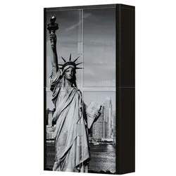 easyOffice Rollladenschrank Motiv Freiheitsstatue silber, 110x204x41.5 cm