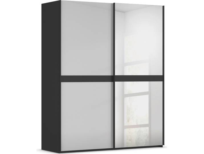 Schwebetürenschrank, 181x223 cm, Holzwerkstoff, Grau/Schwarz, 2 Türen, Modern, Rauch