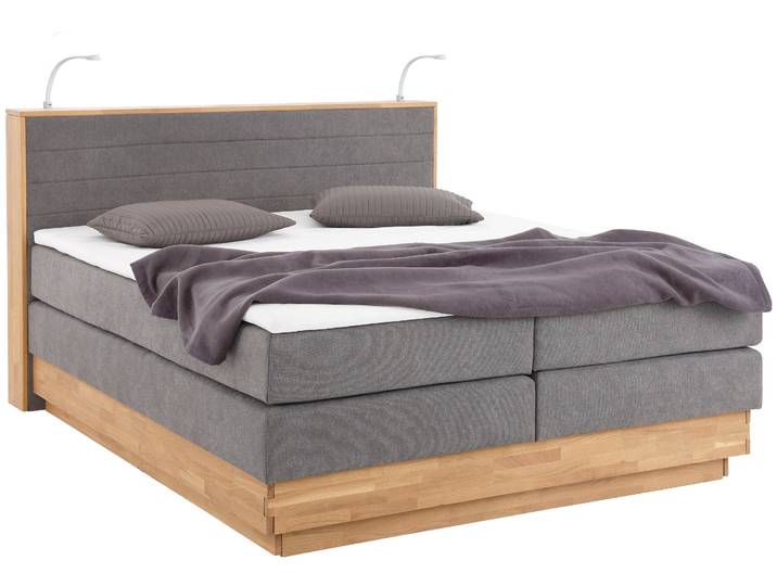 Boxspringbett, Microfaser, Anthrazit, 184×222 cm, Mit Bettkasten & Topper, Modern, Home Affaire