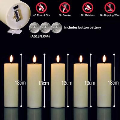 Uplift Treasures Bulk LED Flickering Flameless Pillar Candles 13cm 48pcs