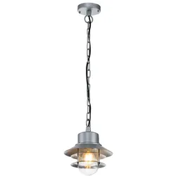 Außenleuchte Hängelampe Pendelleuchte Glas klar Edelstahl silber E27 IP44